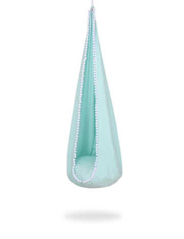 Hängande hängmatta kokong, barngunga, bekväm och säker - bomull, mintgrön