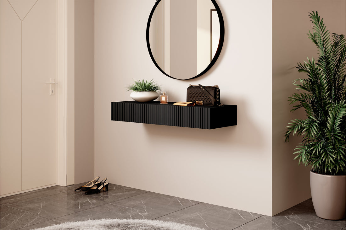 Nicole Hangende Kaptafel 100 cm met 2 Lades - Modern Design | Kleur: Mat Zwart