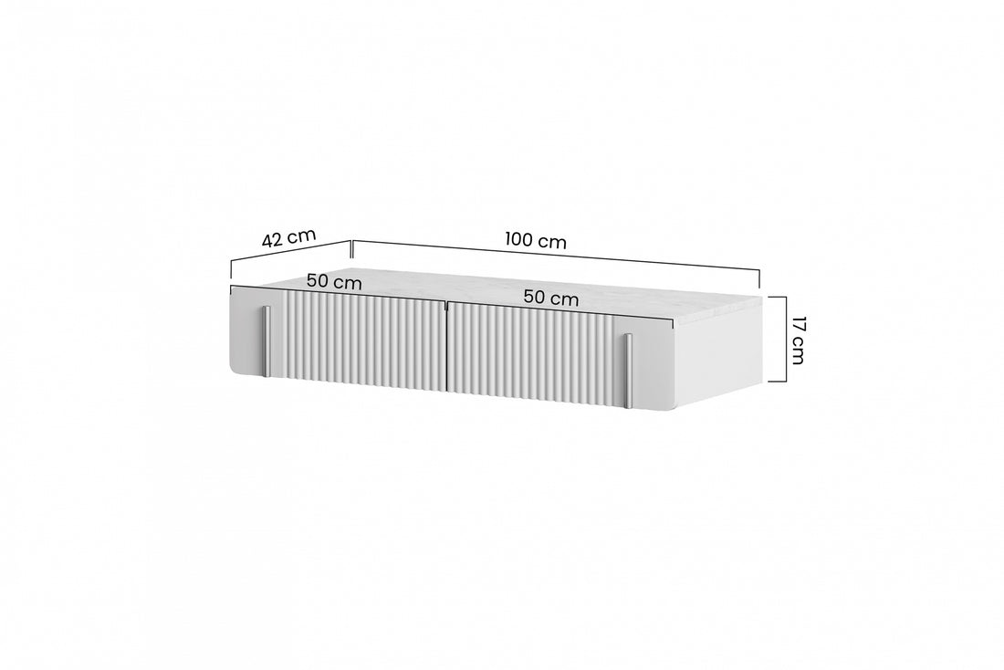 Malmi Zwevende Kaptafel met Laden - 100 cm Hangend Design | Kleur: Kasjmier/Crema Bianca/Goud