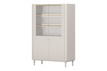 Elivo vitrinekast 100 cm met LED-verlichting - Cashmere / Geolied eiken | Maat: 100x150x48 cm