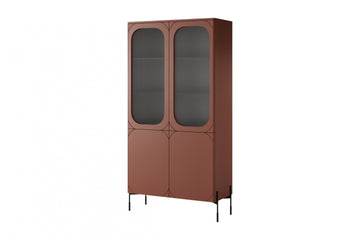 Sonatia vitrinekast 104x200x45 cm - Moderne vitrinekast met push-to-open systeem | Kleur: Bordeaux
