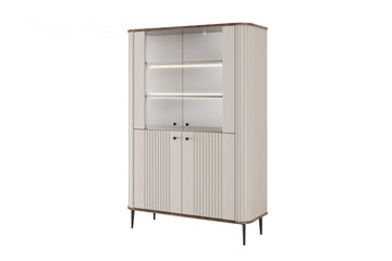 Vesper vitrinekast met LED-verlichting - Glazen deuren en metalen poten