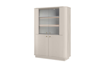 Vesper Vitrinekast op Sokkel met Verlichting - Kasjmier | Gouden Handgrepen | 103x148x38 cm