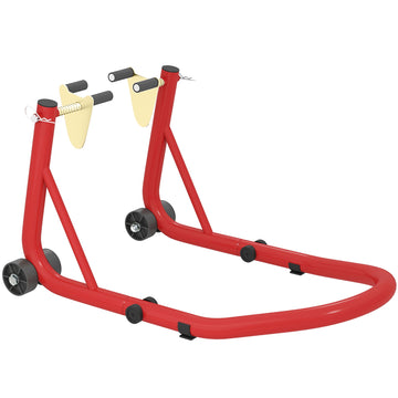Zware stalen motorstandaardset - motorlift tot 544 kg | Kleur: Rood | Afmetingen: 38x35x64 cm