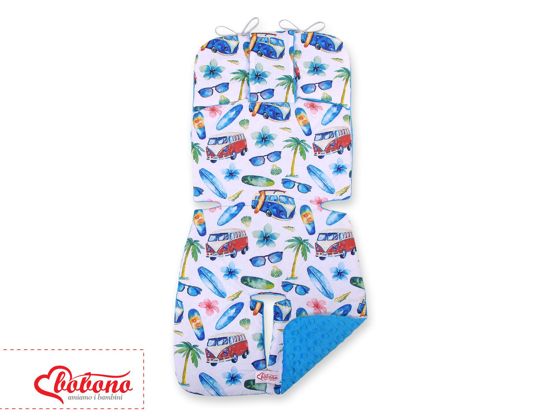 Dubbelsidig barnvagnsinlägg - barnvagnsmatta - extra mjuk och bekväm, bomull/minky fleece