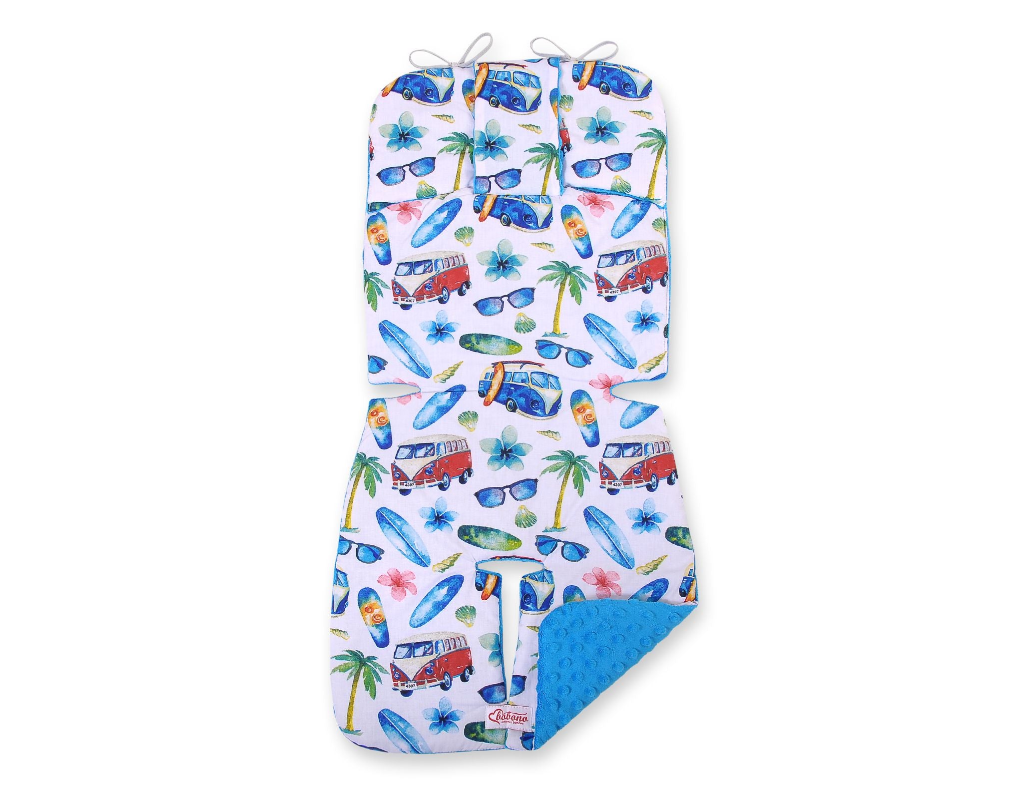 Dubbelsidig barnvagnsinlägg - barnvagnsmatta - extra mjuk och bekväm, bomull/minky fleece