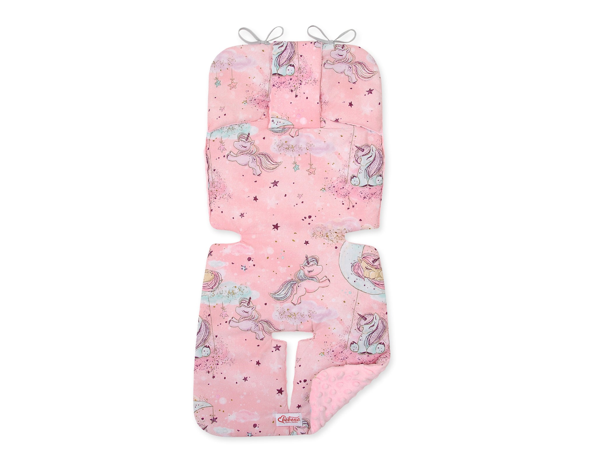 Dubbelsidig barnvagnsinsats - barnvagnsmatta - extra mjuk, universal, tvättbar, Enhörningsrosa