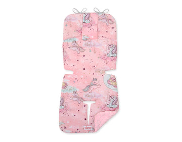 Dubbelsidig barnvagnsinsats - barnvagnsmatta - extra mjuk, universal, tvättbar, Enhörningsrosa