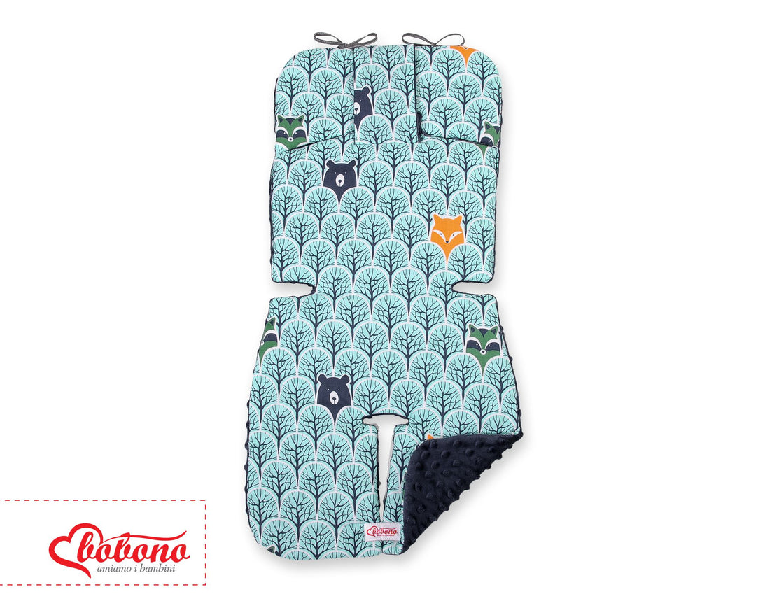 Dubbelsidig barnvagnsinlägg, barnvagnsmatta, extra mjuk och bekväm - bomull/fleece