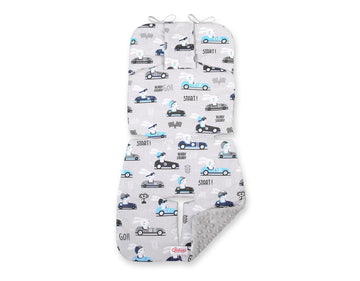 Dubbelsidig barnvagnsinsats, barnvagnsmatta, extra mjuk och bekväm – bomull och minkyfleece