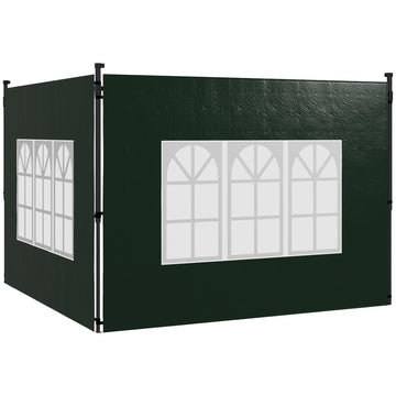 Paviljoen zijwanden 2-delig met raam | Kleur: Donkergroen | Afmetingen: 293x193 cm