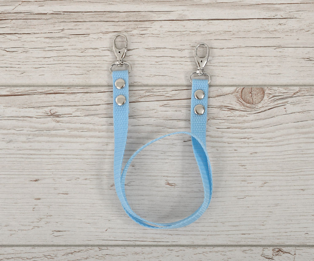 Hobby Horse tyglar - hästband - slitstarkt och starkt band, ljusblå, med karbinhake