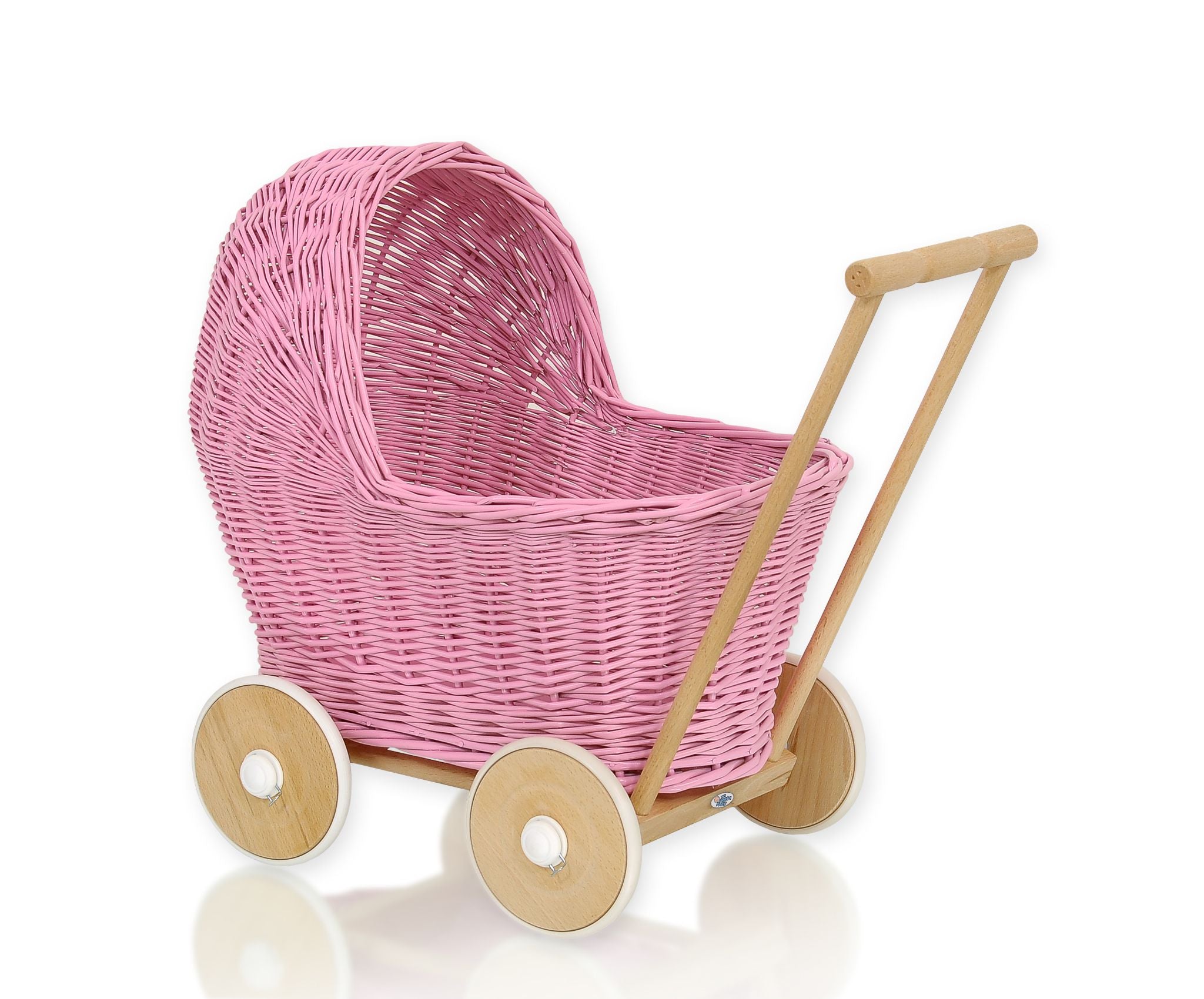 Dockvagn i rotting - handvävd dockvagn - naturlig rotting, stabilt trächassi