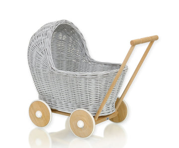 Wicker poppenwagen - rieten speelgoedwagen - handgemaakt en veilig voor kinderen