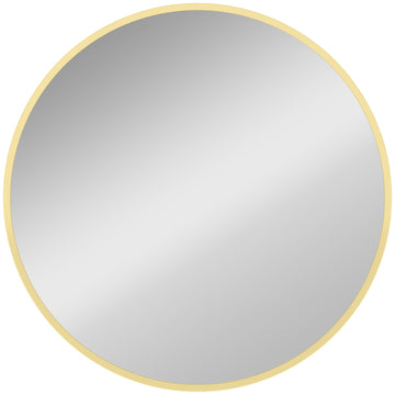Ronde wandspiegel met goudkleurig frame | Kleur: Goud | Afmetingen: 61x1x61 cm