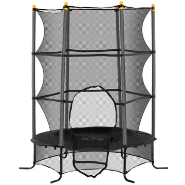 Kindertrampoline met veiligheidsnet | Kleur: Zwart | Afmetingen: 163x163x190 cm