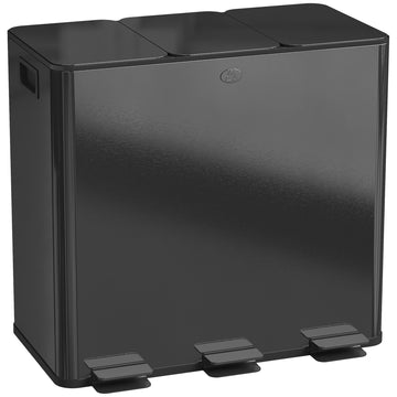 Pedaalemmer 3 x 20 L, Soft-Close | Kleur: Zwart | Afmetingen: 36,6x61,9x56,7 cm