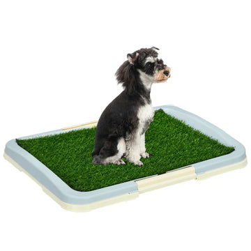 Hondentoilet met kunstgras | Kleur: Blauw, wit en groen | Afmetingen: 48.5x63x6 cm