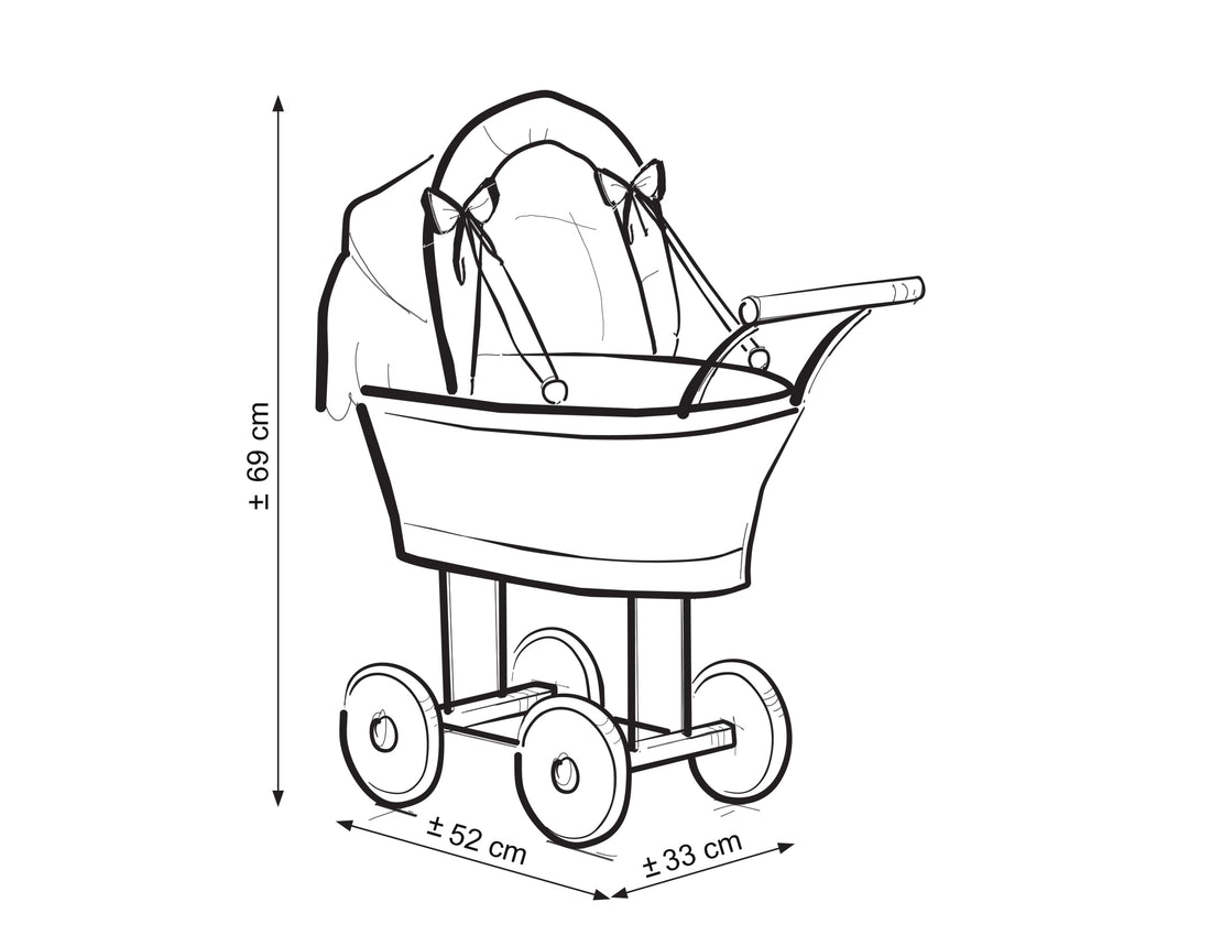 Wicker poppenwagen, rieten kinderwagen, ecologisch wilgenhout – stevig & veilig voor meisjes