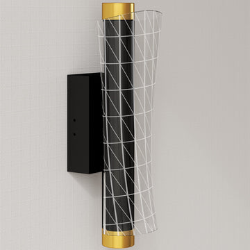 LED wandlamp met roosterdesign, dimbaar, 2 stuks | Kleur: Zwart | Afmetingen: 11x30,7x10,5 cm