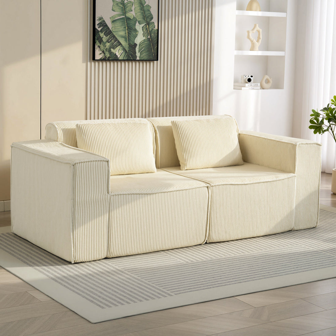 3-sitssoffa vit manchester med kuddar | Färg: Vit | Mått: 202x90x76 cm