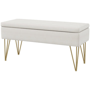 Opbergbank voor bed met opbergruimte | Kleur: Wit | Afmetingen: 40x100x49 cm