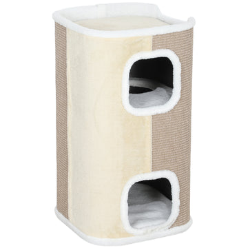 Kattenkrabton met 3 niveaus en sisal - Beige | Kleur: Beige | Afmetingen: 40x40x74 cm