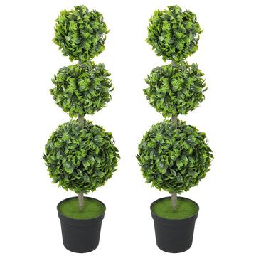 Kunstplanten in pot - Set van 2, UV-bestendig | Kleur: Groen