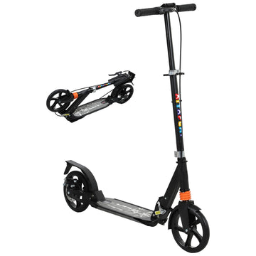 Opvouwbare kinderstep 6-12 jaar met dubbele rem | Kleur: Zwart | Afmetingen: 36x94x88-103 cm