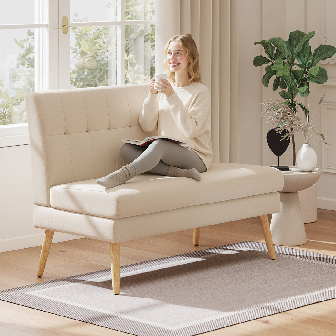 2-Sitzer Sofa braun mit gesteppter Rückenlehne | Farbe: Braun | Maße: 118x68x90 cm