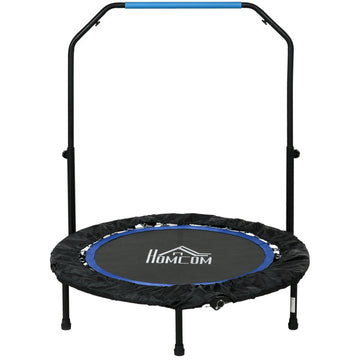 Fitness trampoline met verstelbare handgreep | Kleur: Zwart+Blauw | Afmetingen: 102x102x99-123 cm