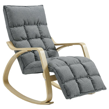 Schommelstoel met verstelbare voetensteun | Kleur: Grijs | Afmetingen: 67x106-123x92 cm