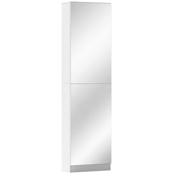 Schoenenkast met Spiegel, 5 Niveaus, 12 Paar | Kleur: Wit | Afmetingen: 50x20x180 cm