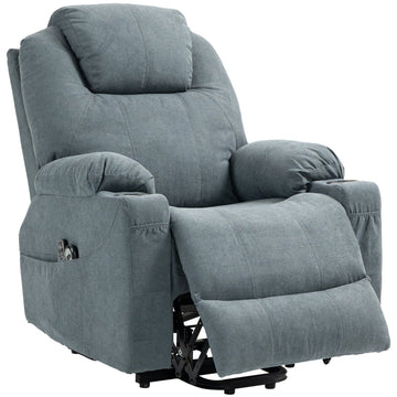 Sta-op-fauteuil met massage en warmte | Kleur: Donkergrijs | Afmetingen: 101x90x107 cm