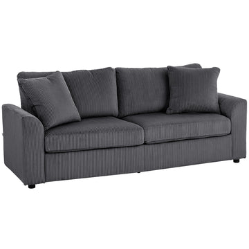3-zitsbank met sierkussens, corduroy | Kleur: Donkergrijs | Afmetingen: 212x80x88 cm