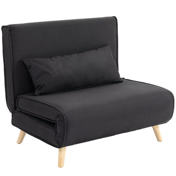 Slaapbank - Verstelbare sofa en eenpersoonsbed | Kleur: Zwart | Afmetingen: 94x78x80 cm