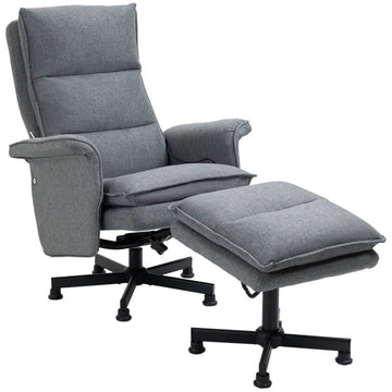 Massagestoel met voetenbank - Vibrerende relaxstoel | Kleur: Grijs | Afmetingen: 93x78x99 cm