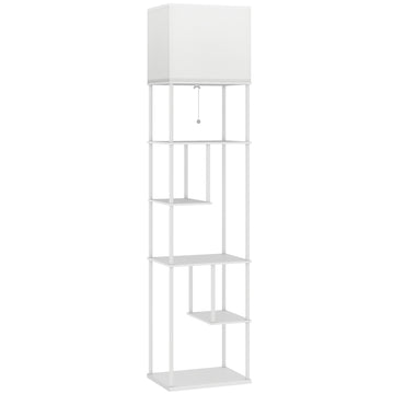 Staande lamp met planken, dimbaar | Kleur: Wit | Afmetingen: 29x40x171 cm