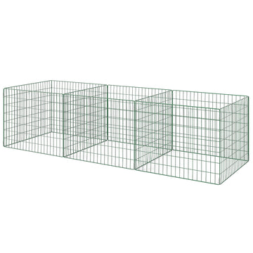 3-delige compostbak van staal 1680 liter | Kleur: Groen | Afmetingen: 90x270x70 cm