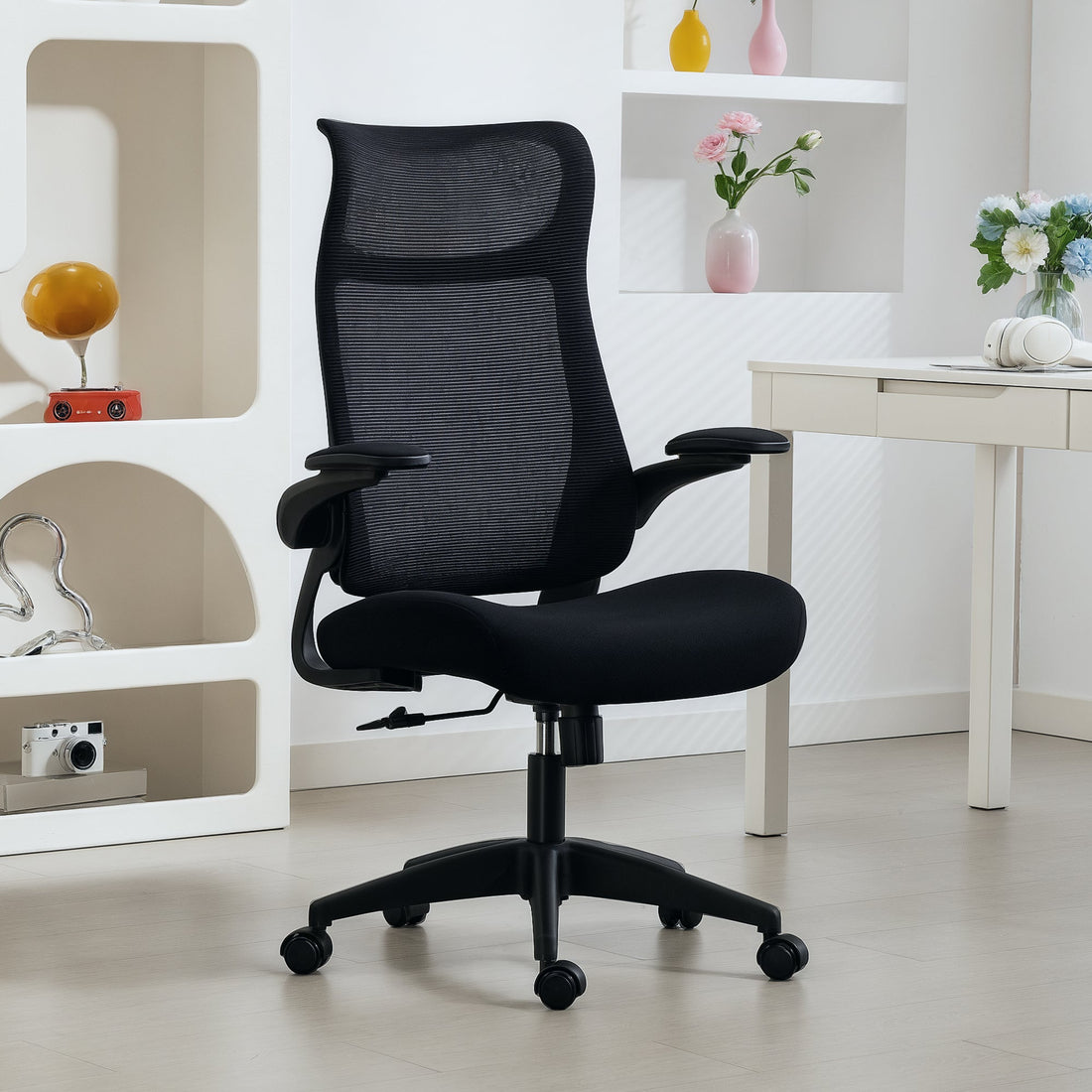 Ergonomische bureaustoel - Mesh, hoofdsteun | Kleur: Zwart | Afmetingen: 64x65x108-118 cm