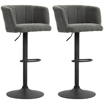 Barkrukken set van 2, verstelbaar | Kleur: Grijs-zwart | Afmetingen: 53x59x89-110 cm