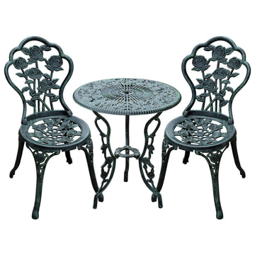 Bistroset voor 2 personen - Tuintafel met 2 stoelen | Kleur: Antiek groen