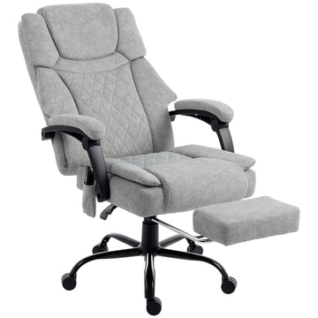 Massage-bureaustoel met voetsteun | Kleur: Grijs | Afmetingen: 69,5x77,5x118-126 cm