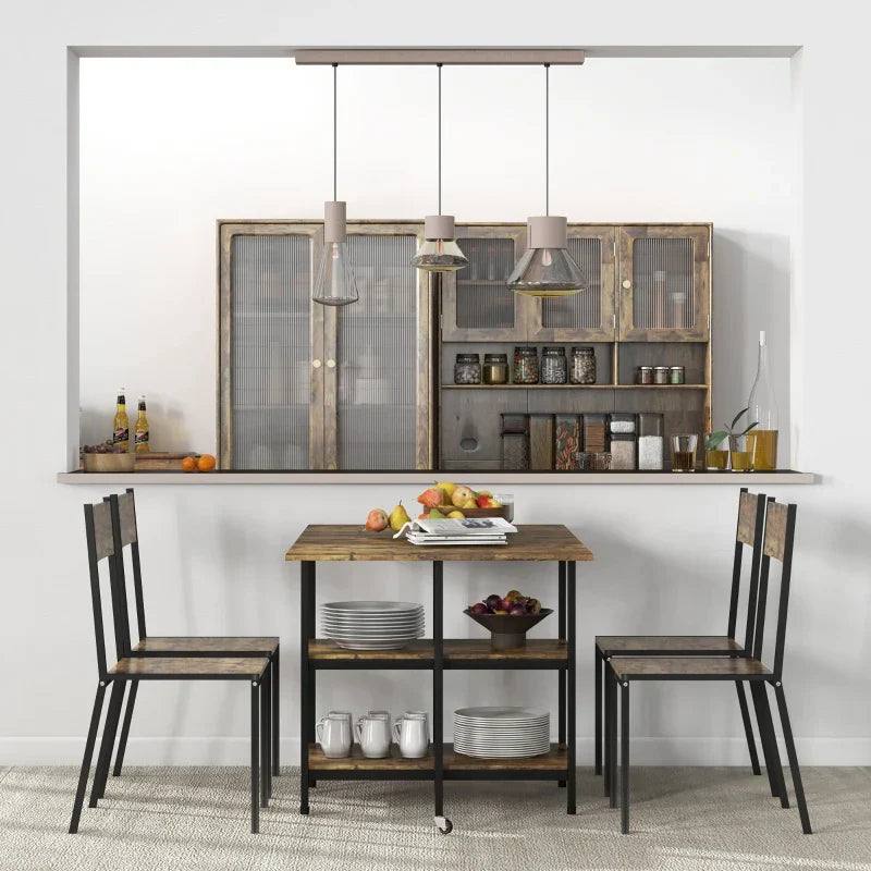 Uitschuifbare eettafel met opbergruimte | Kleur: Rustiek bruin | Afmetingen: 80x140x75 cm