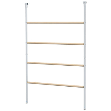 Kippenladder - 4 zitstokken | Kleur: Zilver-Bruin | Afmetingen: 86x140x2.5 cm