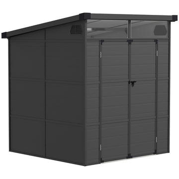 Kunststof tuinhuis met afsluitbare deuren | Kleur: Grijs | Afmetingen: 191x190x215 cm