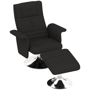 Massagestoel met voetenbank | Kleur: Zwart | Afmetingen: 95x78x88 cm