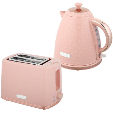 Waterkoker- en broodroosterset 1,7 l, roze | Kleur: Roze | Afmetingen: 19,5x24,2x23,4 cm