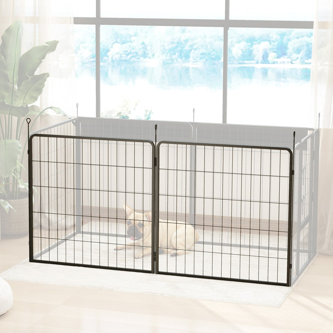 2-delige uitbreidingsset voor hondenren - Puppyrenpanelen | Kleur: Zwart | Afmetingen: 80x80x1.5 cm