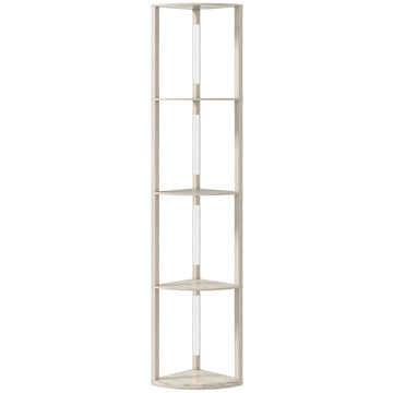 LED-vloerlamp met 4 planken | Kleur: Bruin | Afmetingen: 41x30x164 cm